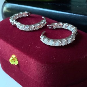 Moissanite Hoop Earrings 3.0mm Moissanite 2 Carats Sterling Silver