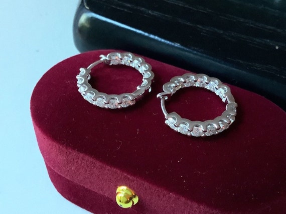 1 Carat Moissanite Hoop Earrings main image 1