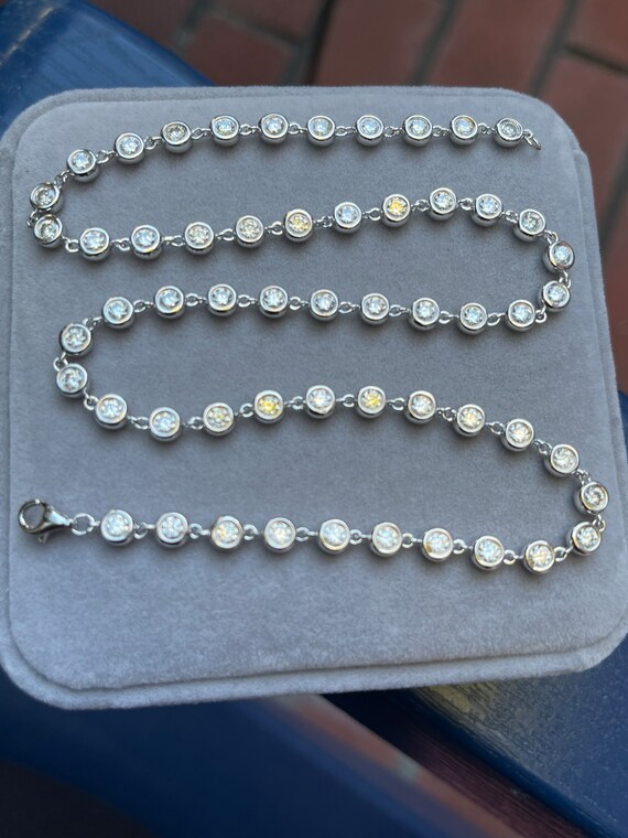 Bezel set deals diamond tennis necklace