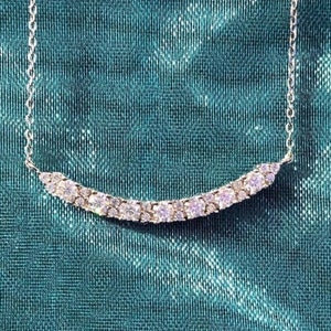 Moissanite Bar Necklace Certified D VVs1 bridal necklace Moissanite pendant Ready to Ship