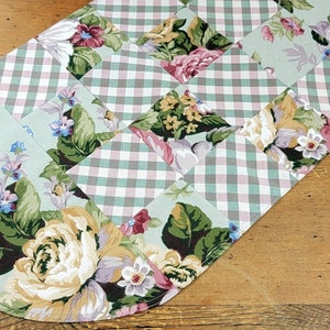 Oval Table Topper Centerpiece Mat Runner Pastel Floral Pink Roses Mint Green