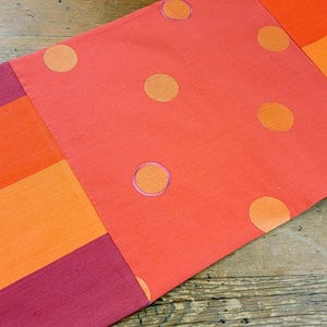 Table Runner Topper Centerpiece Mat Tabletop Linens Colorful Geometric Stripe Polka Dot Spring Summer Shades of Orange