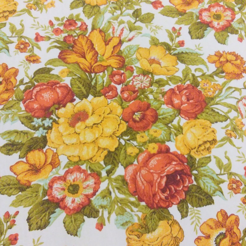 6.75 yards Waverly Vernon House Vintage Fabric Burnt Orange Yellow Olive Green Flowers Floral 70/'s 80/'s retro by the yardage