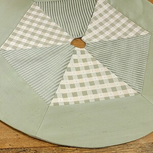 23" Mini Christmas Tree Skirt, sage green silk small tabletop slim profile pencil