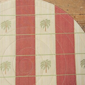 Round Quilted Centerpiece Mat / Table Topper / Tabletop Runner / rust gold palm tree Floridian Decor