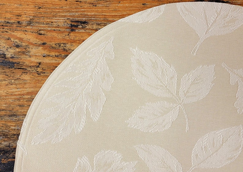 Round Table Topper Centerpiece Mat Solid Ivory Jacquard With Etsy