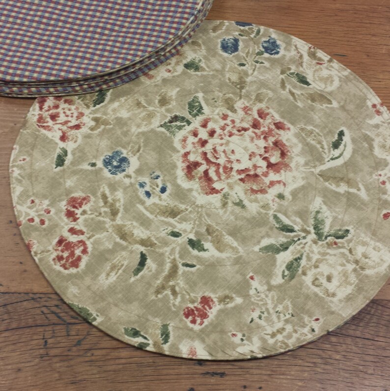Round Quilted Placemats Rustic Floral in Rust/burnt Orange Etsy