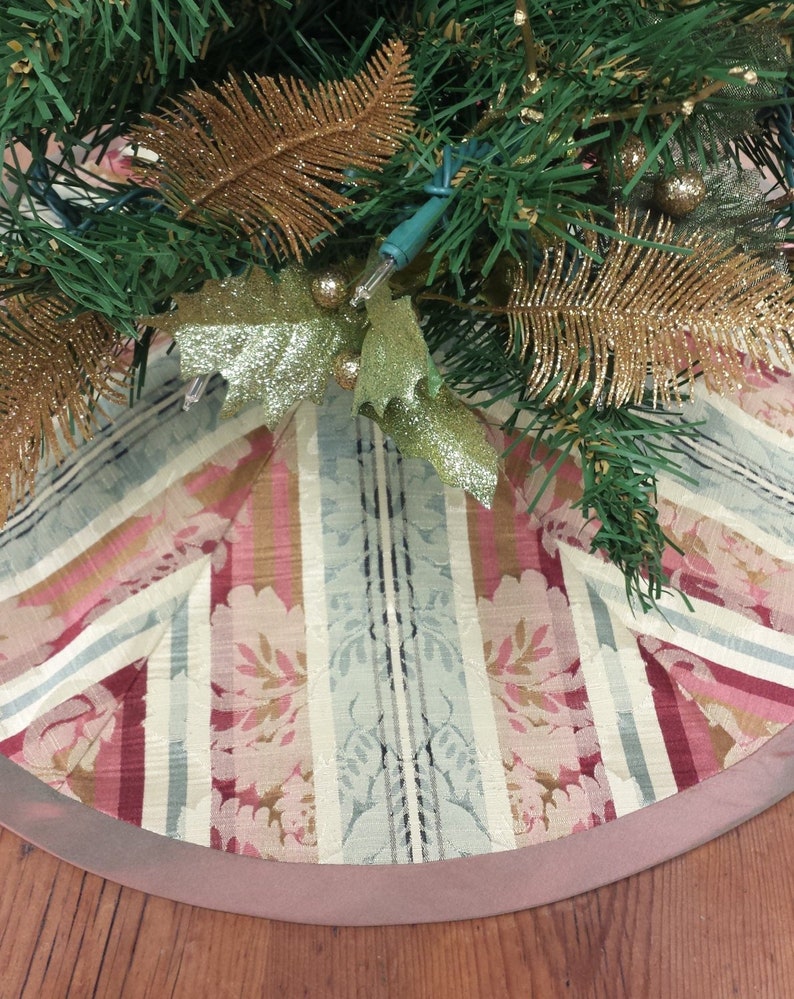 22 MiniTabletop Christmas Tree Skirt damask jacquard Etsy