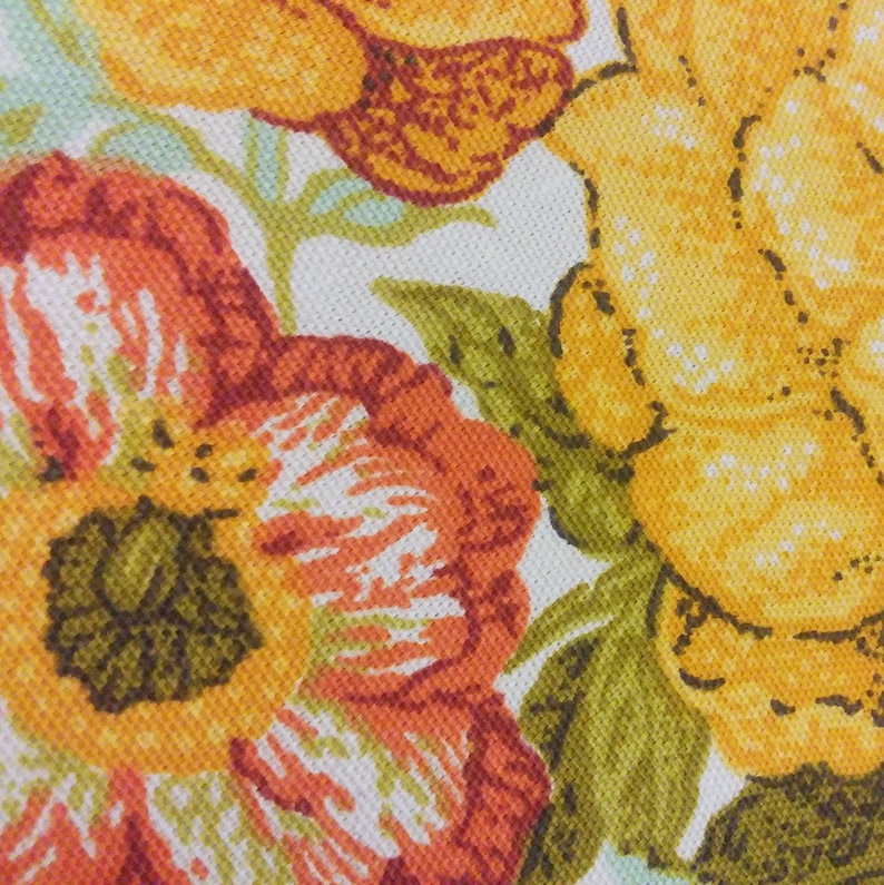 6.75 yards Waverly Vernon House Vintage Fabric Burnt Orange Yellow Olive Green Flowers Floral 70/'s 80/'s retro by the yardage