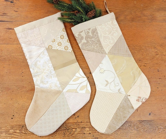 Christmas Stockings in Ivory/cream Golden Beige Contemporary
