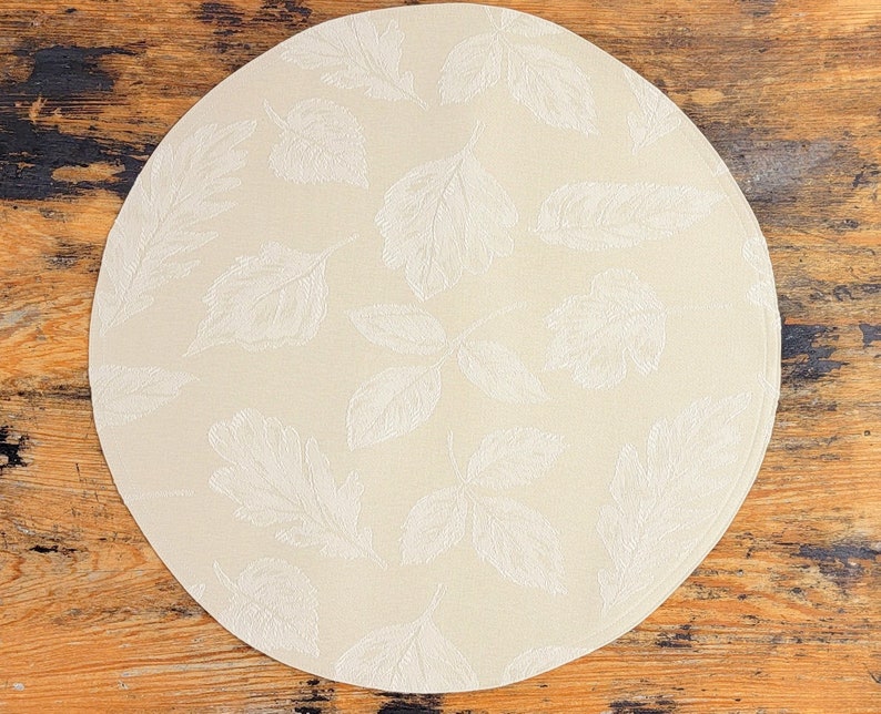 Round Table Topper Centerpiece Mat Solid Ivory Jacquard With Etsy