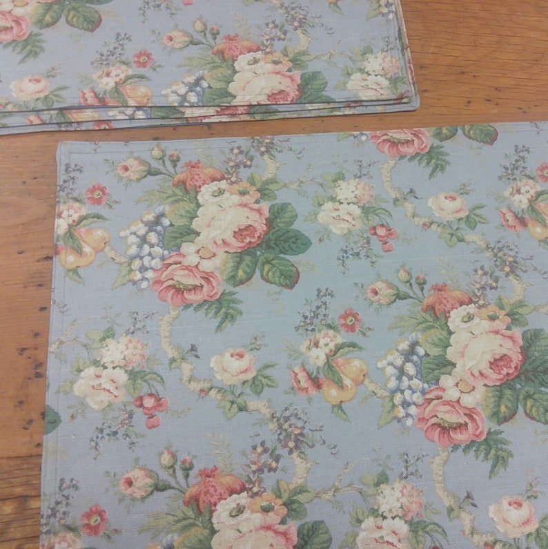 4 Reversible Placemats Waverly 100 Cotton Rectangle Floral Etsy