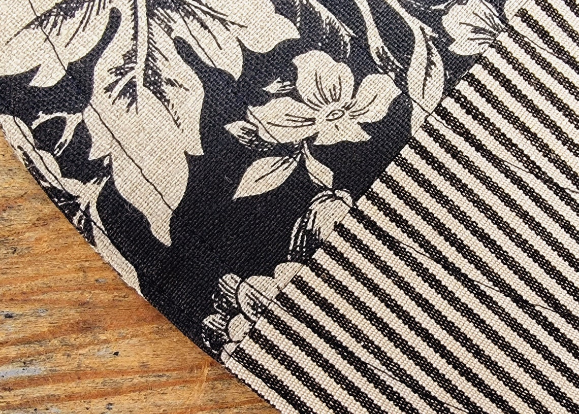 4 Round Quilted Placemats French Country 100 Natural Linen Etsy