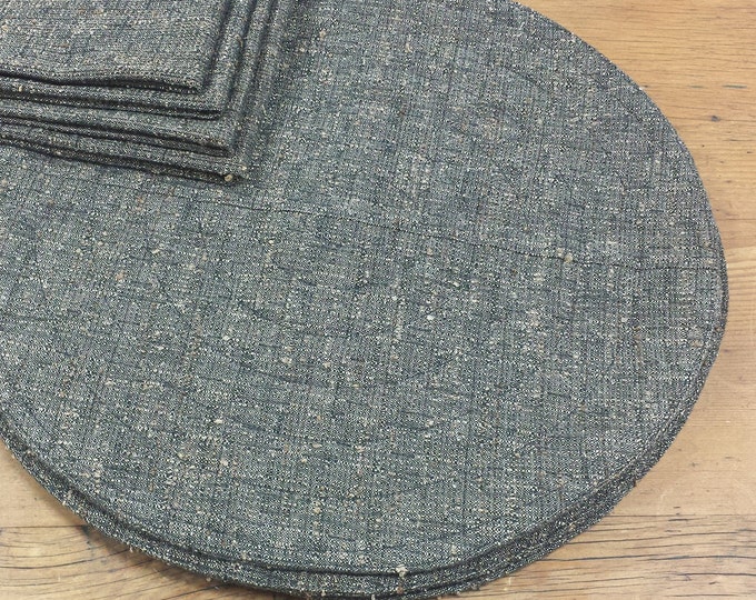 Round Quilted Placemats & Matching Napkins Patchworked Black Etsy