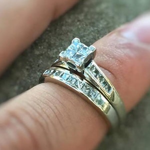 1 carat engagement ring set, Wedding ring set, Engagement ring and wedding band set, 1 carat diamond engagement set, engagement ring 1 carat