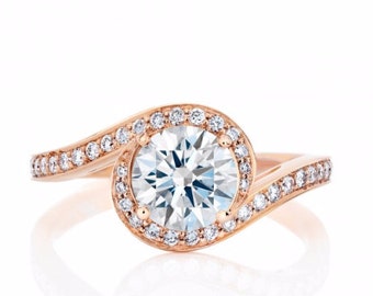 Forever One Moissanite Engagement Ring, Moissanite Engagement Ring Rose Gold, Rose Gold Diamond engagement ring engagement ring moissanite