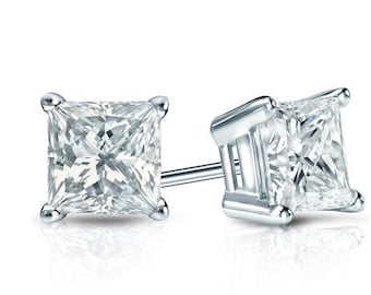 Princess cut diamond studs, gold diamond stud earrings, diamond earring studs, princess cut diamond earrings, wedding earring studs, diamond