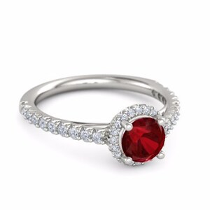 Anello di fidanzamento con diamanti Rubino, Anello di fidanzamento Rubino, Anello Rubino Diamante, Anello Rubino e Diamanti, Anello di Fidanzamento Rubino, Anello Rubino Unico immagine 2