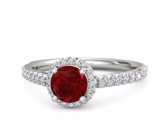 Ruby Diamond Engagement Ring, Ruby Engagement Ring, Diamond Ruby Ring, Ruby and Diamond Ring, Ruby Engagement Ring, Unique Ruby Ring