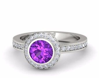 Amethyst Diamond Ring, amethyst engagement ring  purple engagement rings, amethyst diamond ring amethyst wedding rings purple diamond ring