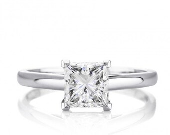 Princess Cut Diamond Engagement Ring, 0.50ct Princess Cut White Gold Engagement Ring, Solitaire Ring, Solitaire Engagement Ring,