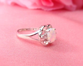 Magic Sterling Silver Opal Ring, sterling silver white opal ring, cheap engagement ring, opal engagement ring, silver opal ring, silver opal