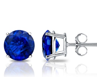 1/2 carat Sapphire earrings studs, Blue sapphire, handmade sapphire stud earrings, 14 k white gold earnings, natural sapphire , vintage