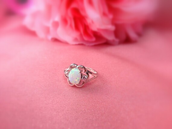 Magic Sterling Silver Opal Ring, sterling silver white opal ring, cheap engagement ring, opal engagement ring, silver opal ring, silver opal View 2