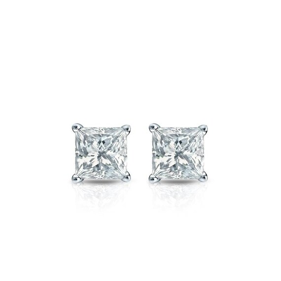 2 Ct Taille Princesse Boucles d'oreilles Jaune Diamant Clous D'Oreilles 14K Or Blanc 2 Ct Taille Princesse Boucles d'oreilles Jaune Diamant Clous D'Oreilles 14K Or Blanc