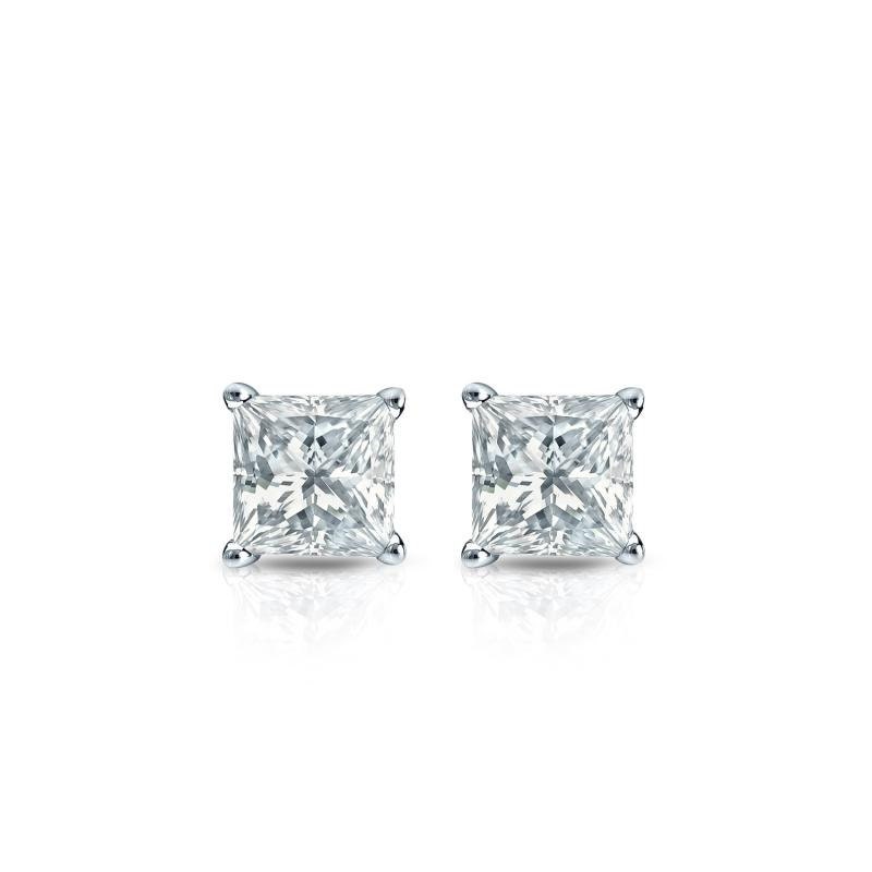 3 CT TW Certified PrincessCut LabCreated Diamond Stud Earrings in 14K  White Gold FSI2  Zales