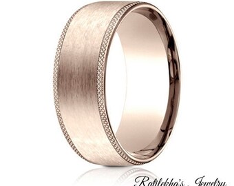 Rose Gold Wedding Band, 14k Men's wedding band, Handmade wedding band