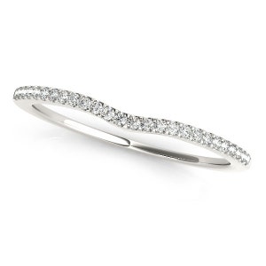 Thin curved diamond wedding band, Classic Curved Diamond Wedding Ring in 18k White Gold (1/10 ct. tw.), Silver 14k White Gold, rose gold 14k
