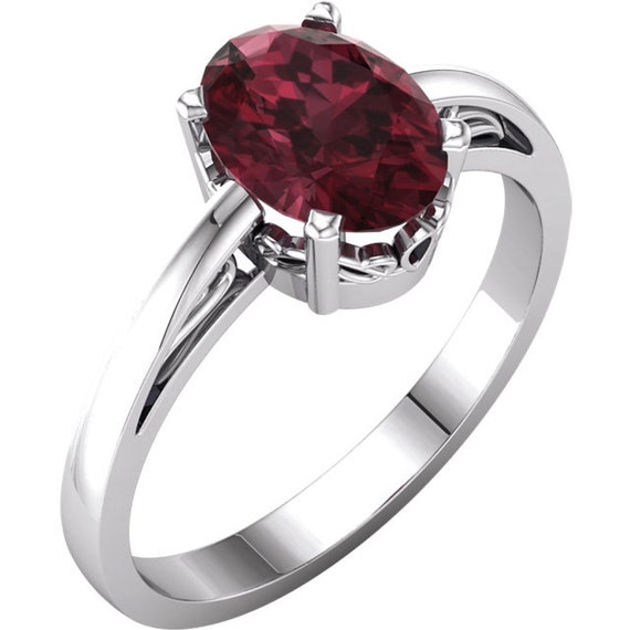 1 carat Garnet Engagement Ring handmade 14k white 