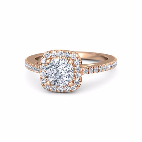 Rose Gold Cushion Cut Engagement Rings Cushion Cut Engagement Etsy