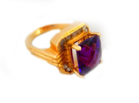 Vintage Amethyst Ring, Amethyst Statement Ring, A… - image 5