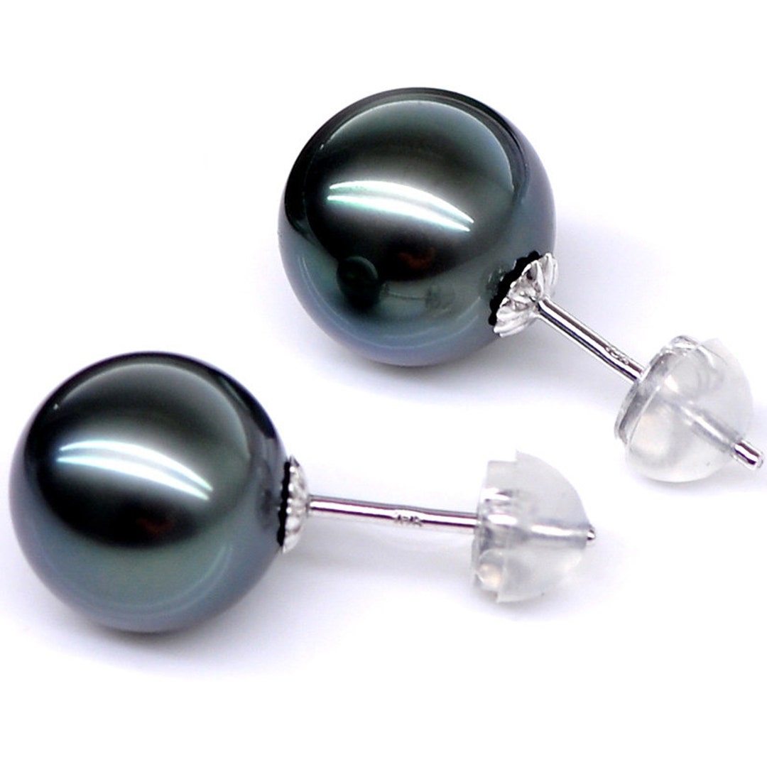 Black Pearl Earrings, Black Pearl Studs, Black Pearl Stud Earrings ...