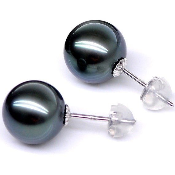 Black pearl earring studs outlet