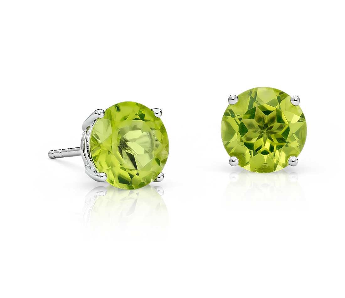 Peridot Stud Earrings 14k Gold Peridot Earrings Peridot Etsy