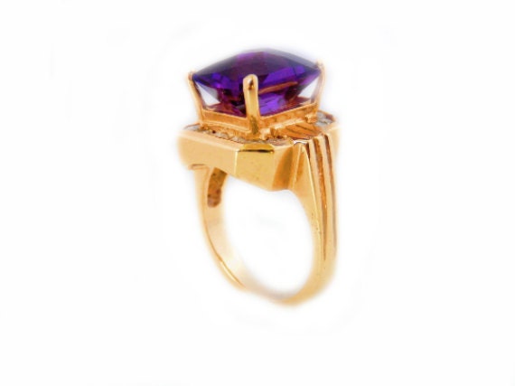 Vintage Amethyst Ring, Amethyst Statement Ring, A… - image 2