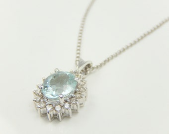 Aquamarine Diamond Pendant