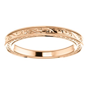 Rose Gold Vintage Band, vintage rose gold wedding band, rose gold wedding band women, antique rose gold wedding band, thin rose gold band image 3