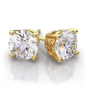 1 carat Yellow Gold Diamond Stud Earrings, 14k diamond gold studs, gold diamond studs, diamond stud earrings, yellow gold diamond studs