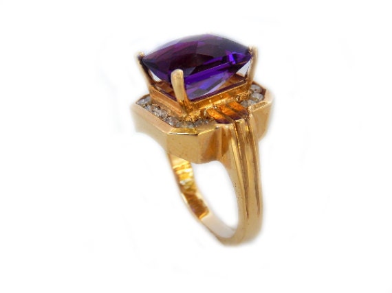Vintage Amethyst Ring, Amethyst Statement Ring, A… - image 1