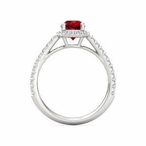 Anello di fidanzamento con diamanti Rubino, Anello di fidanzamento Rubino, Anello Rubino Diamante, Anello Rubino e Diamanti, Anello di Fidanzamento Rubino, Anello Rubino Unico immagine 4