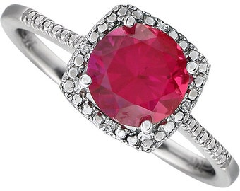 Ruby engagement ring, ruby ring, ruby diamond ring, simple engagement ring, Sterling Silver July Birthstone ring, Ruby gemstone ring