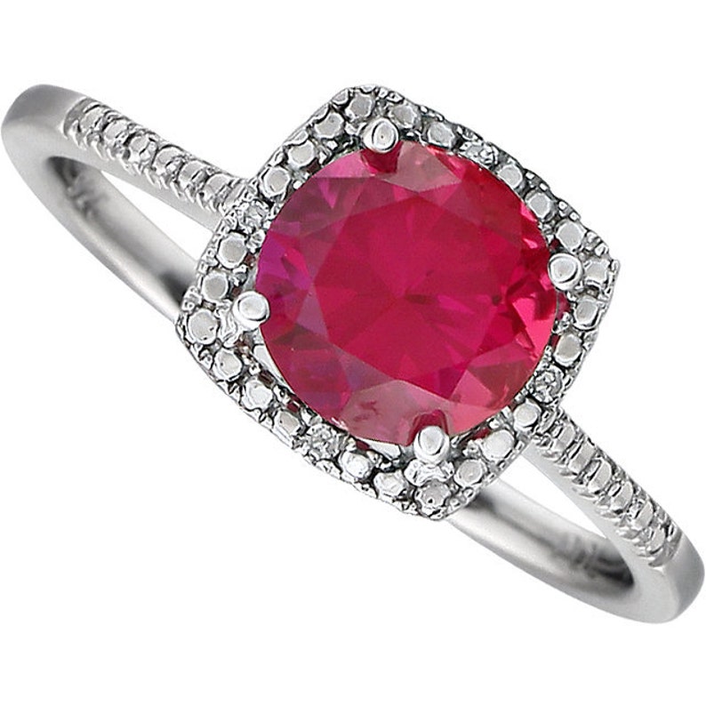 Ruby engagement ring, ruby ring, ruby diamond ring, simple engagement ring, Sterling Silver July Birthstone ring, Ruby gemstone ring image 1