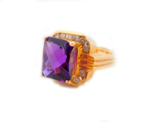 Vintage Amethyst Ring, Amethyst Statement Ring, A… - image 3