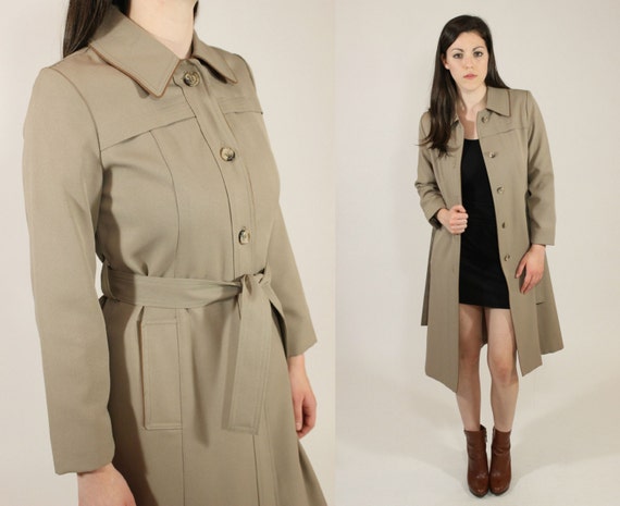 tan knee length coat