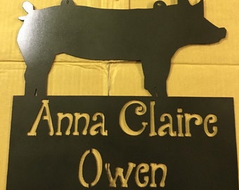 Personalized Show Pig or Hog Sign for Stock Shows, Fairs, Barn Pens, Stock Show Kids, Awards for Shows