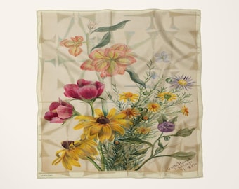 On The Plains & Chicago Silk Scarf · Archival Botanical · Habotai Square, 26 to 50 in